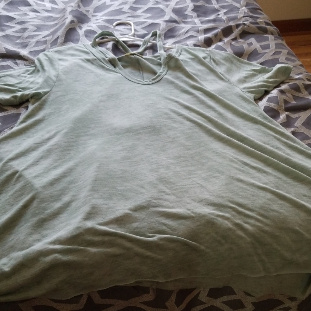 Green and white top